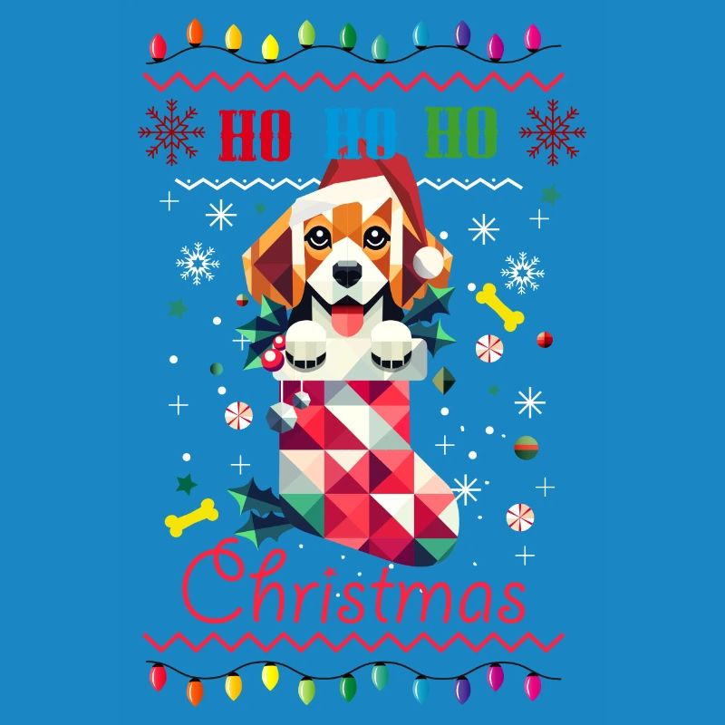 Beagle en bas de Noël dans le style moche de Noël