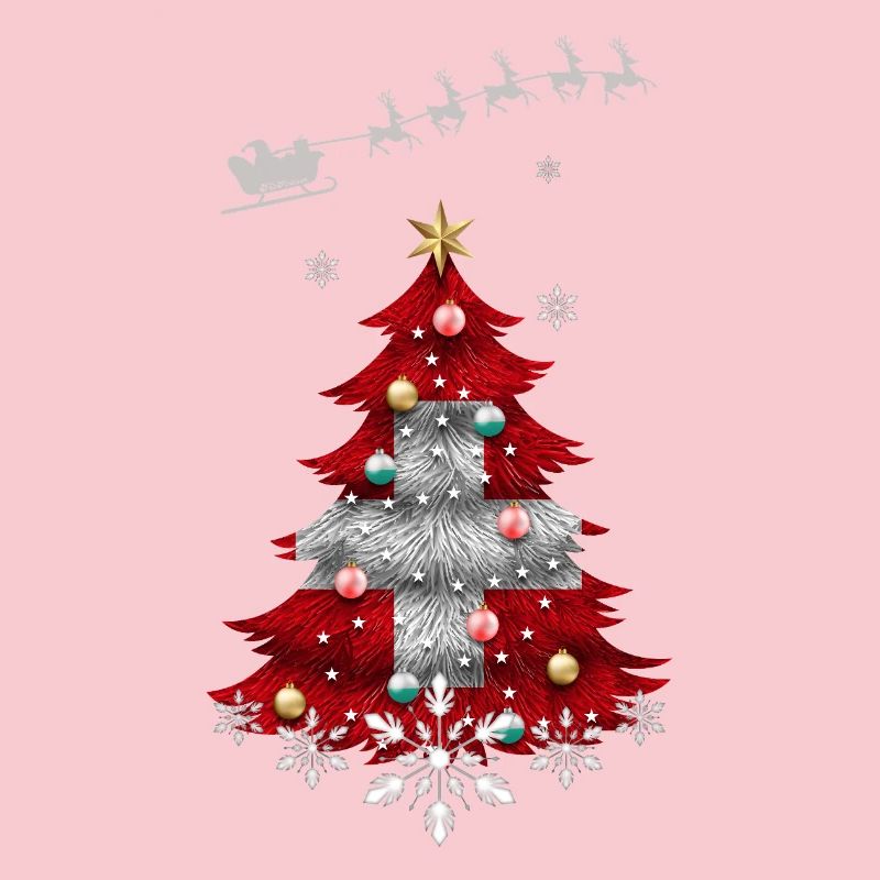 Weihnachtsbaum mit Schweizer Fahne