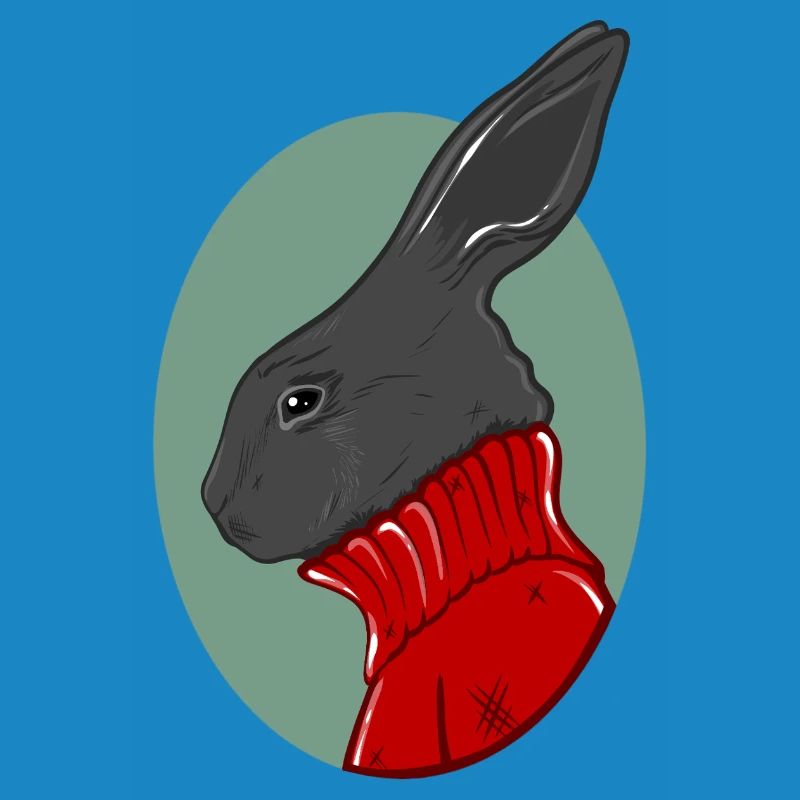 Lapin avec un pull rouge