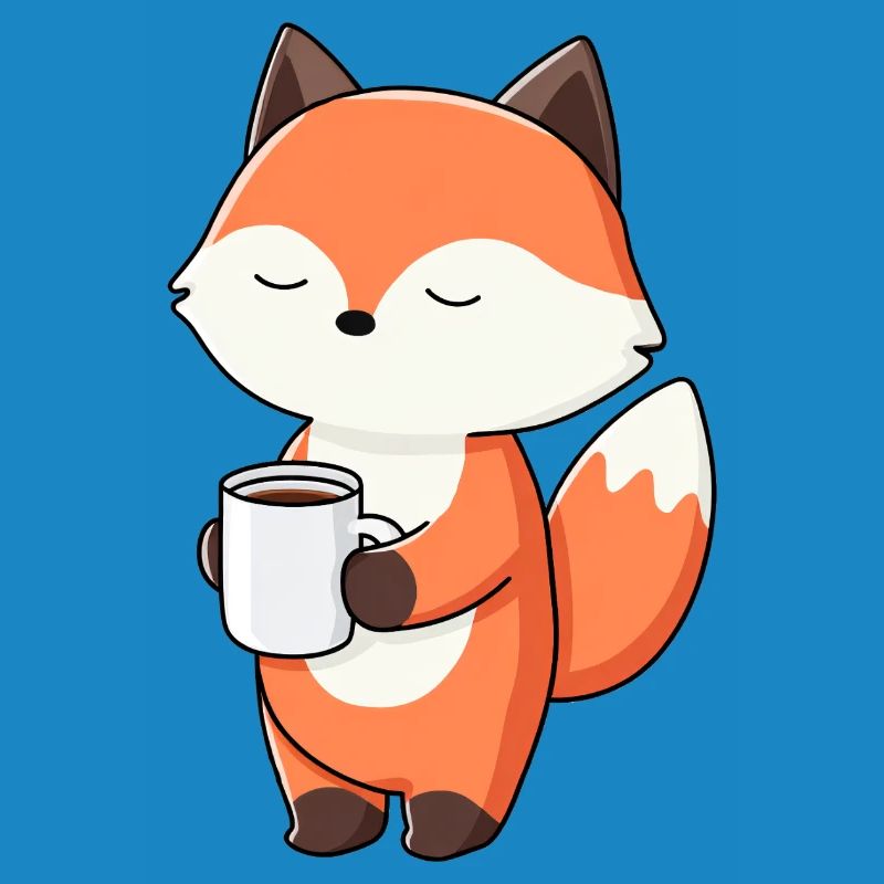 Fox with Coffee Mug Charm