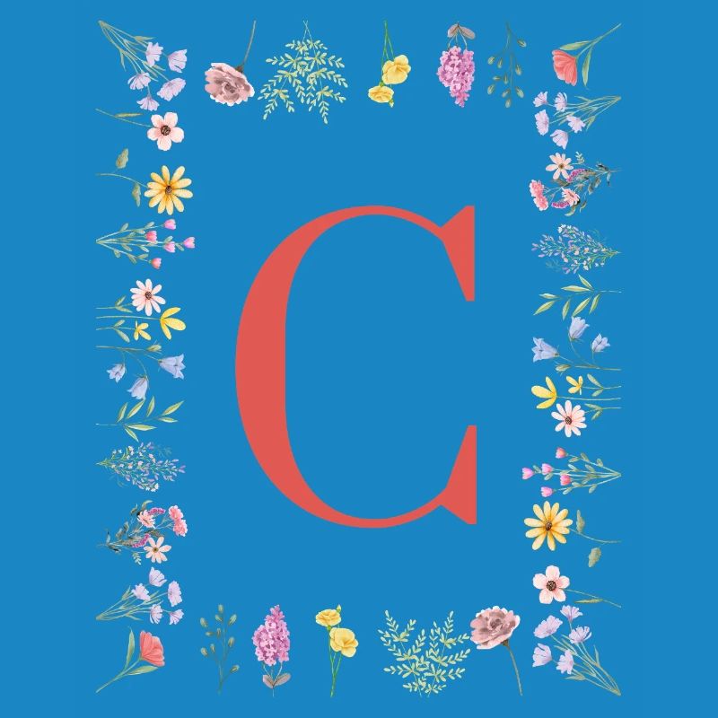 Florale Initialen "C", Buchstaben Monogramm 