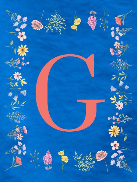 Florale Initialen "G", Buchstaben Monogramm