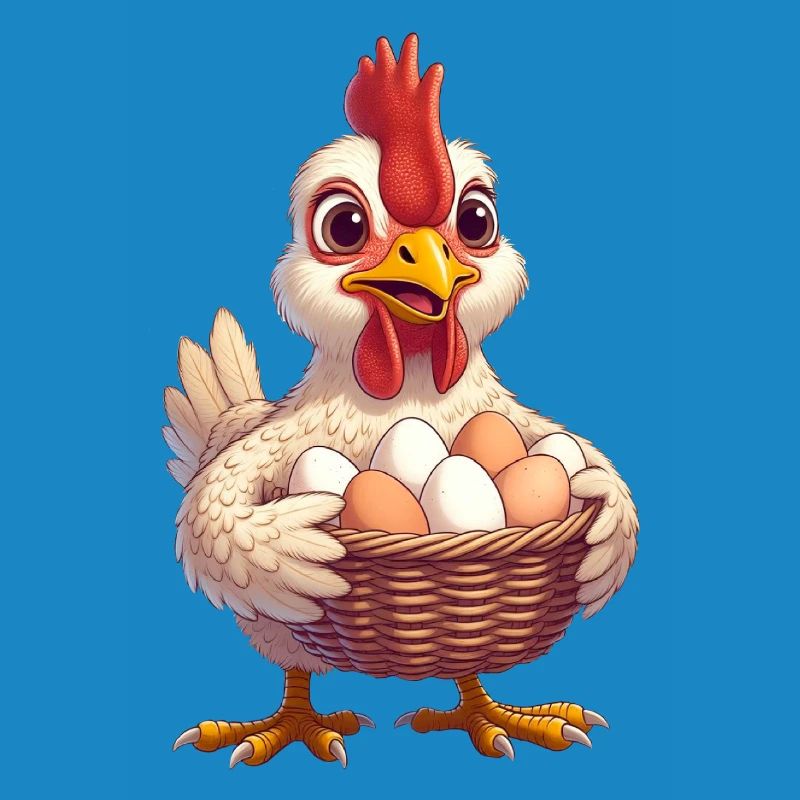 Huhn mit Eierkorb