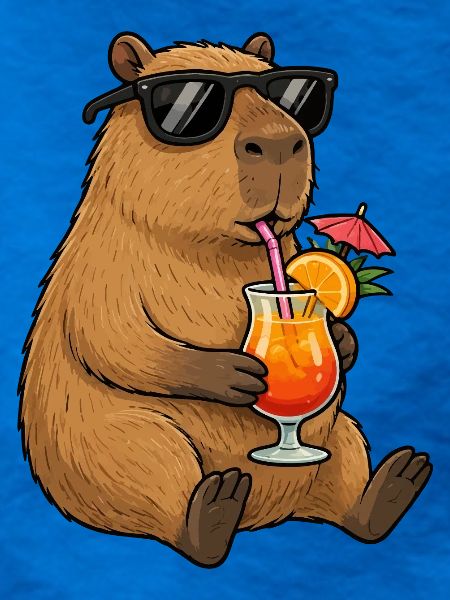 Capybara mit Sonnen-Cocktail-Style