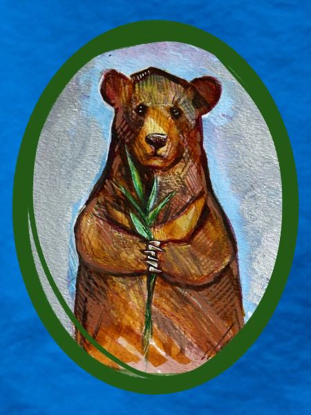 Bear mit Bambus-Wunsch