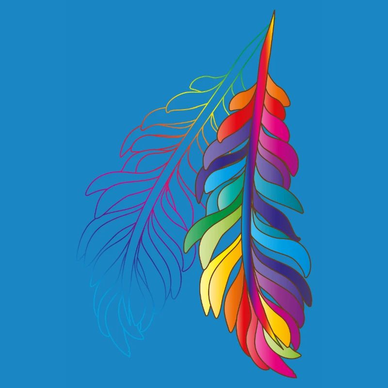 Rainbow feathers – colourful boho design
