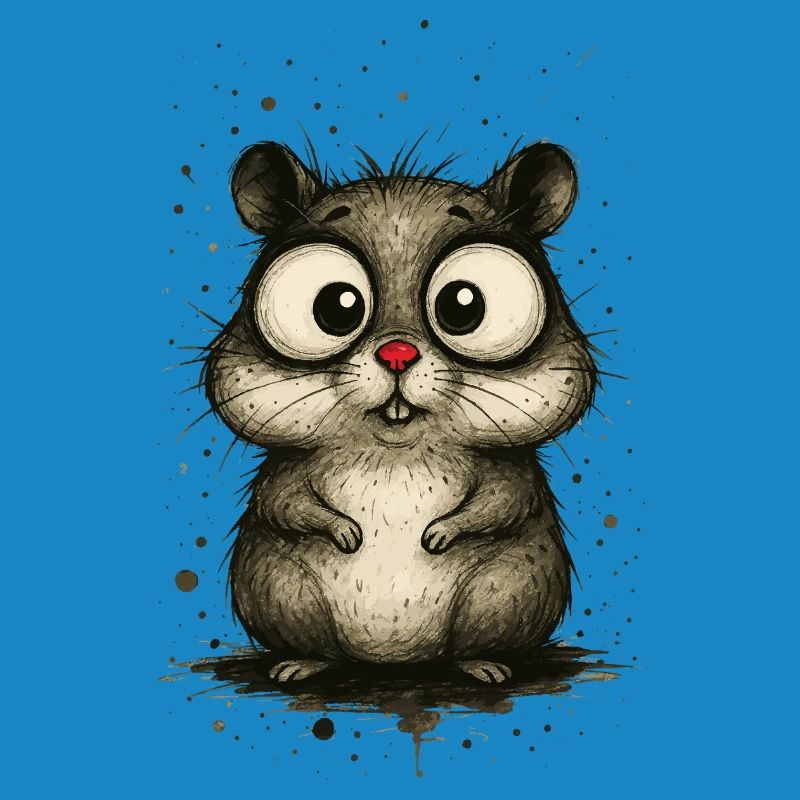 Funny hamster with big eyes – comic splash