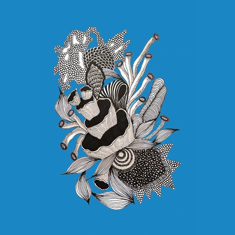 Illustration monochrome de fleurs de panda