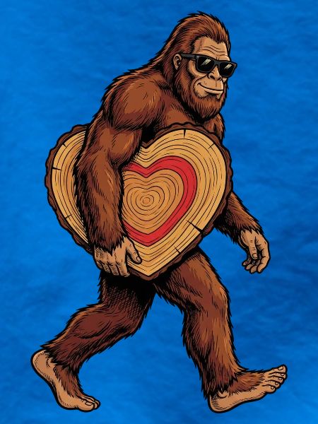 Sasquatch mit Holzherz