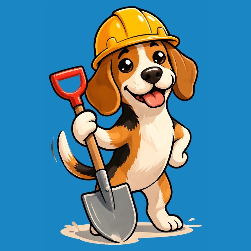Beagle Construction Worker Dog Funny Fun Design