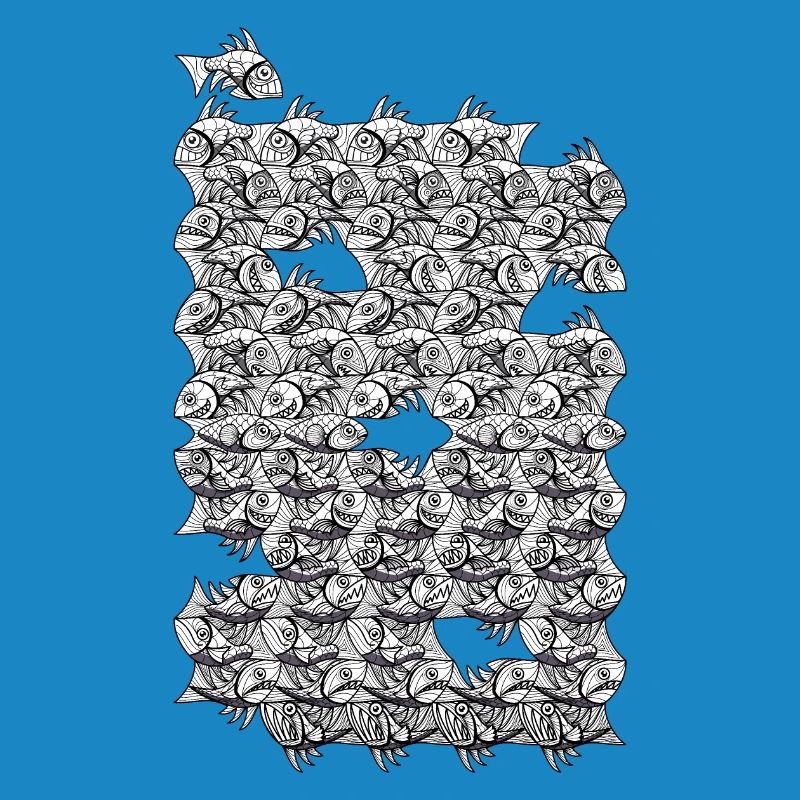 Repeated monochrome fish
