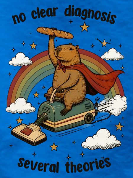 Biber auf Staubsauger im Regenbogen