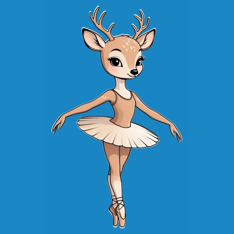 Deer Ballet Dancer Illustration