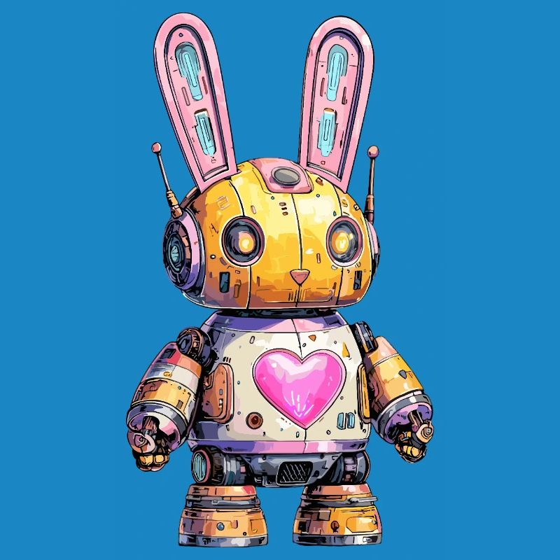 Neon robot bunny