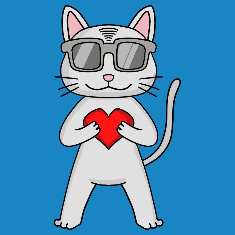 Devon Rex mit Sonnenbrille und Herz