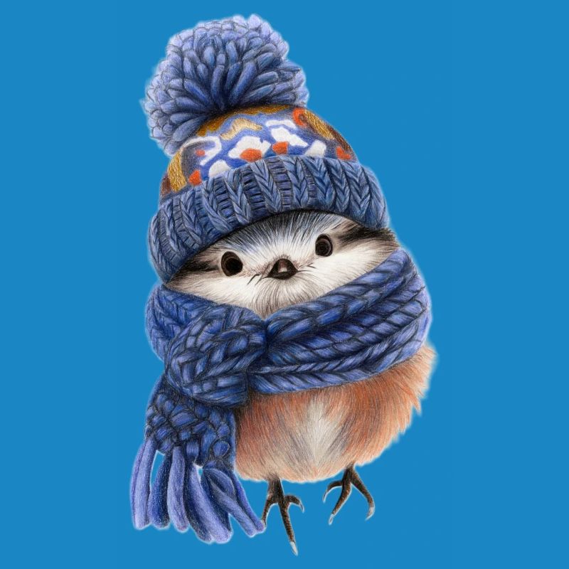 Oiseau d’hiver avec écharpe