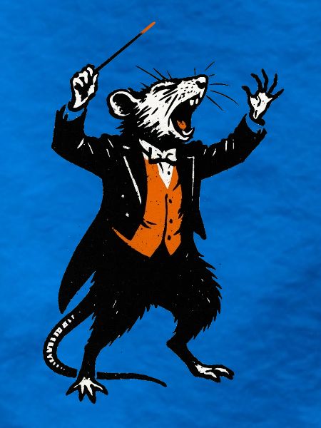 Ratte als Dirigent im Smoking