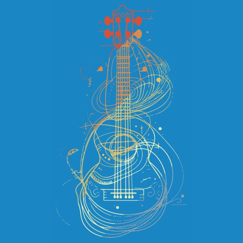 Ukulele Sketch Retro Style