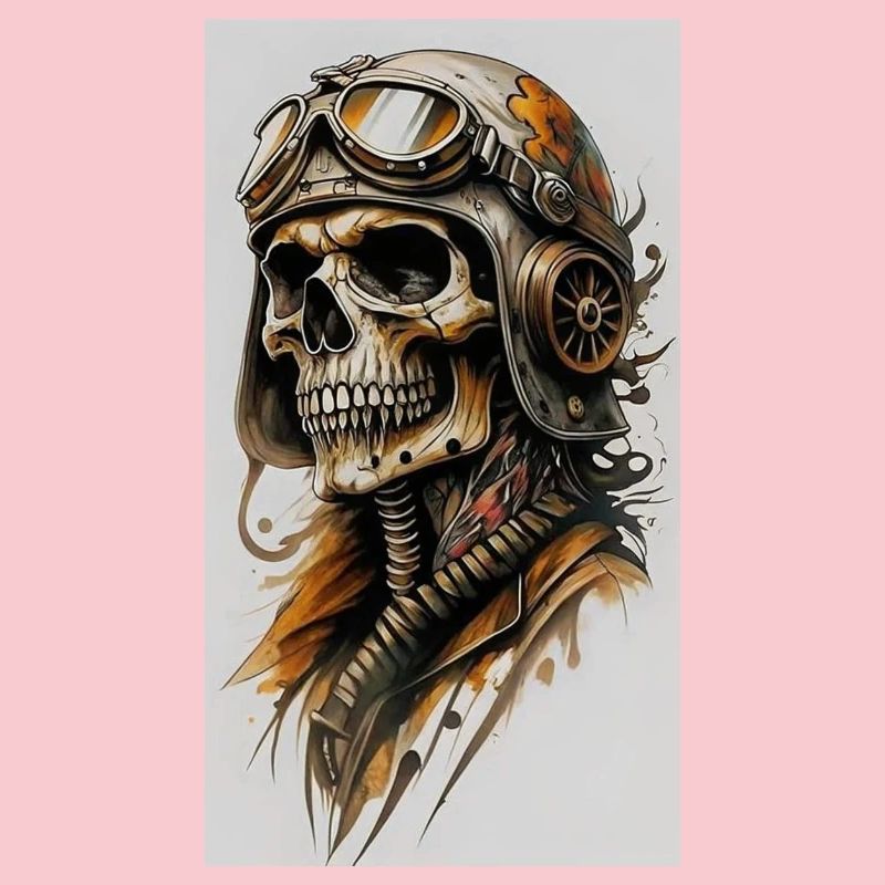 Skeleton pilot in steampunk style