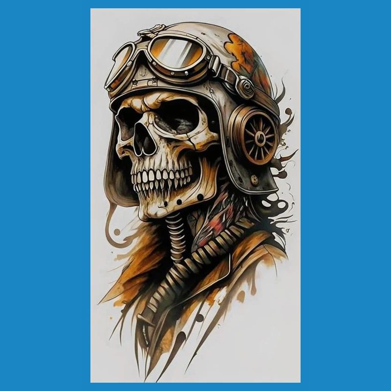 Skeleton pilot in steampunk style