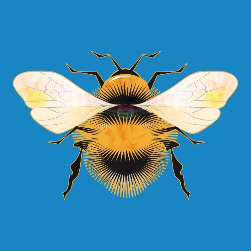 stylized bumblebee with iridescent wings