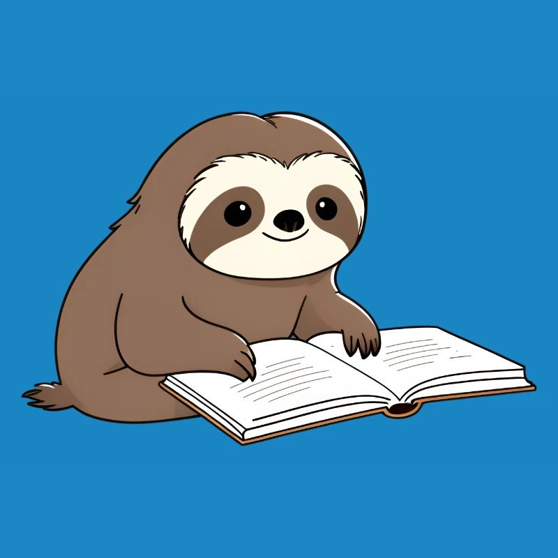 Cute Sloth Reader with Book