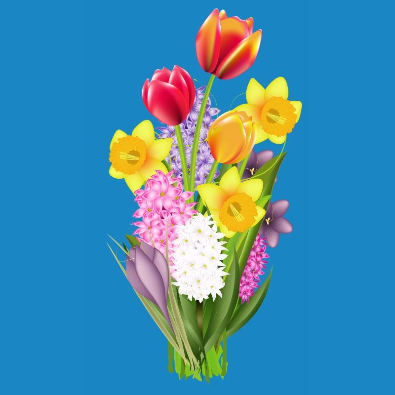 Colourful spring bouquet with tulips & daffodils