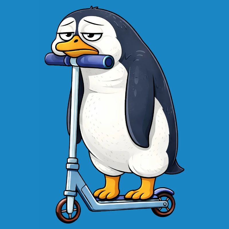 Süßer Pinguin Roller Scooter Einsam Langeweile