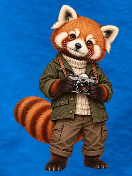 Red Panda Fotograf mit Kamera