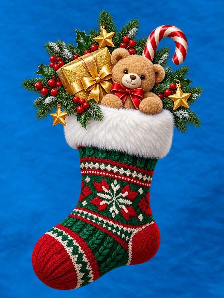 Weihnachtsstrumpf mit Teddy