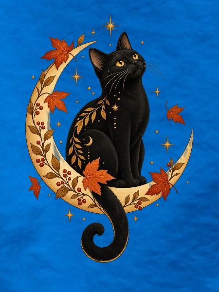 Black Cat Hugging Pumpkin