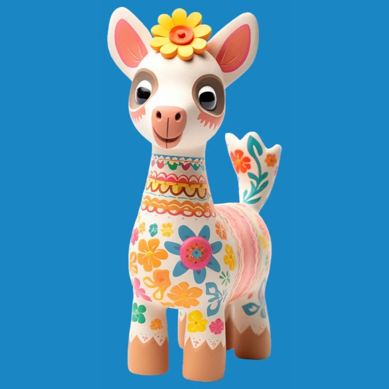 Süßes Lama mit Blümchen Deko