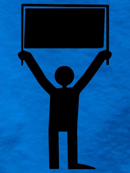 Mann mit Schild