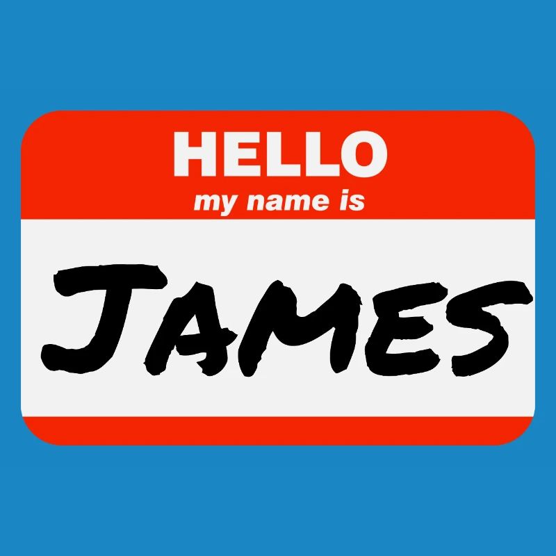 Hello My Name Is James Red Label with First Name