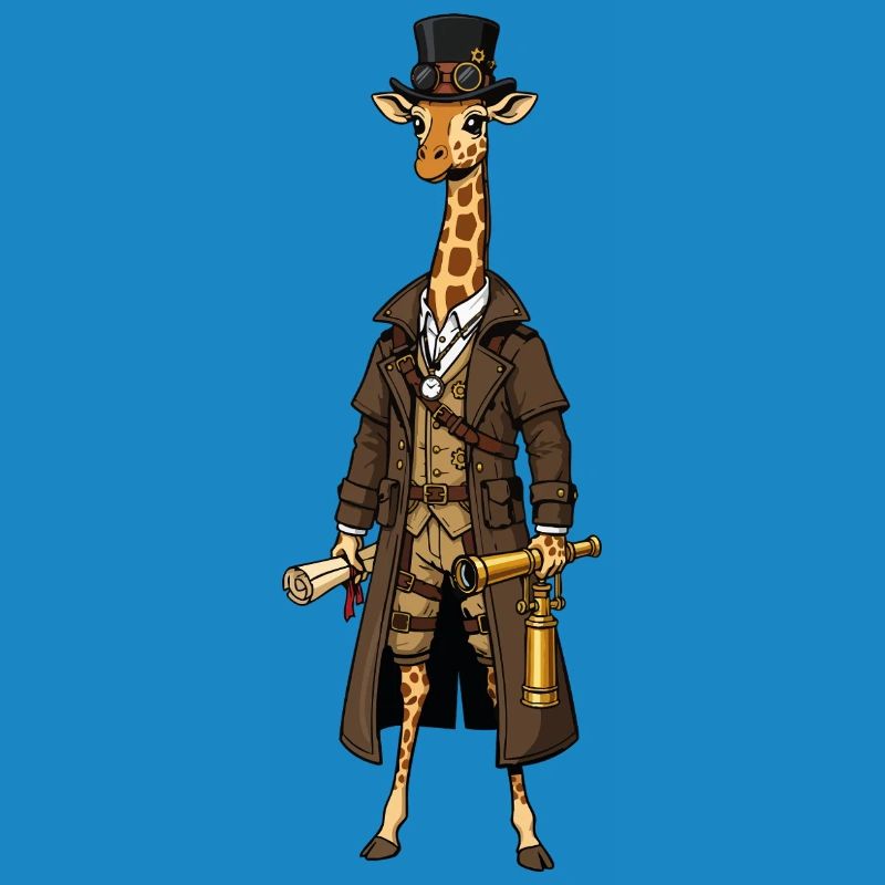 Girafe Exploratrice Steampunk Haut-de-Forme Chic