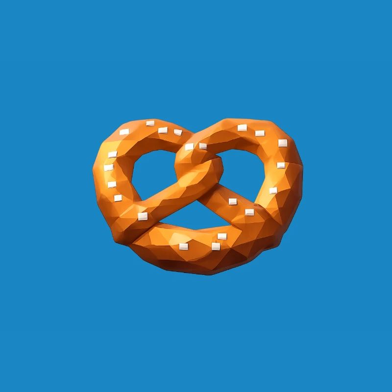 Low poly bretzel orange polygonal