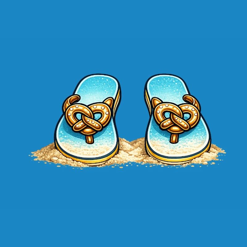 Blue Pretzel Bow Beach Flip Flops