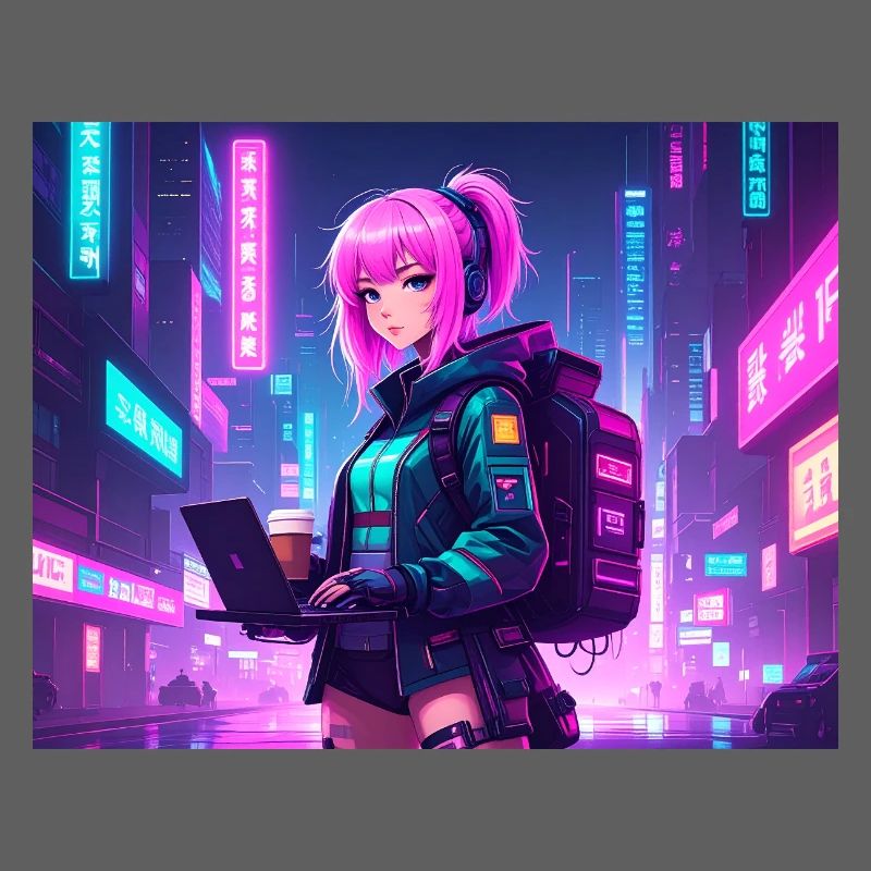 Neon Hacker Girl – Ready to Code & Conquer