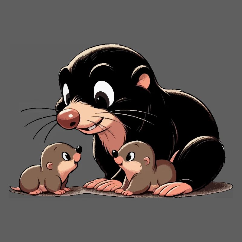 Mole with youngsters