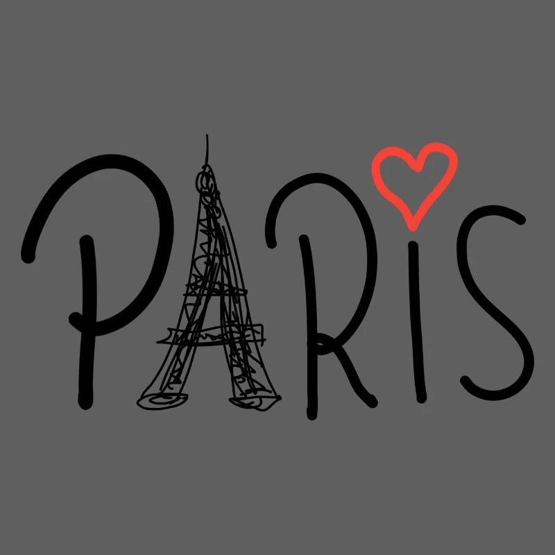 Paris mit Eiffelturm und rotem Herzen