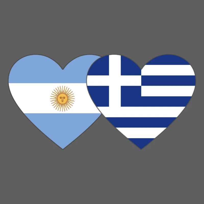 Argentine Grèce Drapeau Coeur
