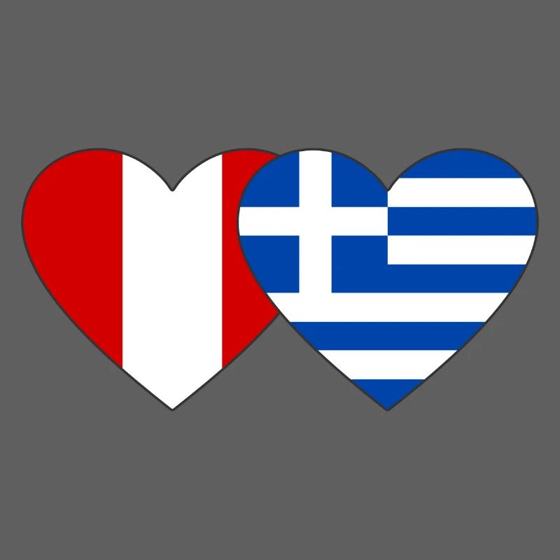 Pérou Grèce Drapeau du cœur