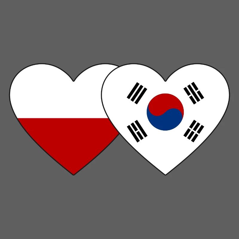 Pologne Corée du Sud Drapeau Coeur