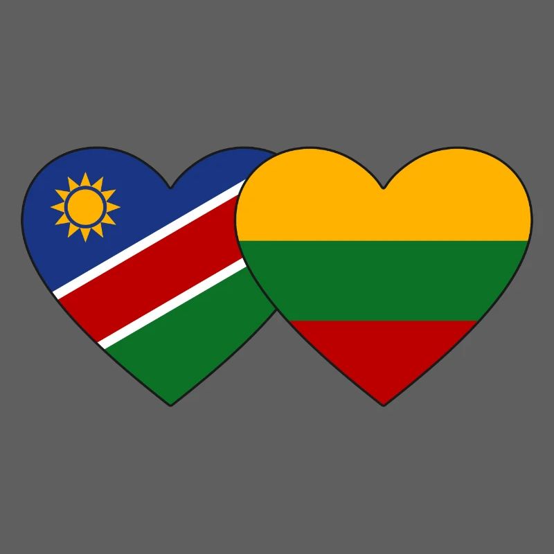 Namibia Lithuania Flag Heart