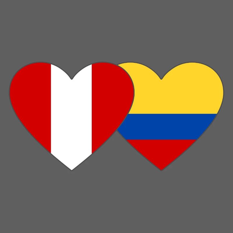 Pérou Colombie Drapeau Coeur