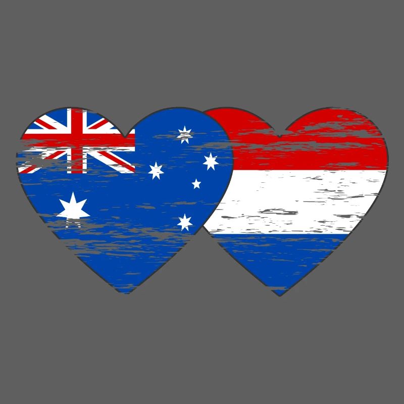 Australie Hollande Drapeau Coeur Drapeau utilisé