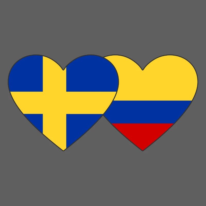Suède Colombie Drapeau Coeur