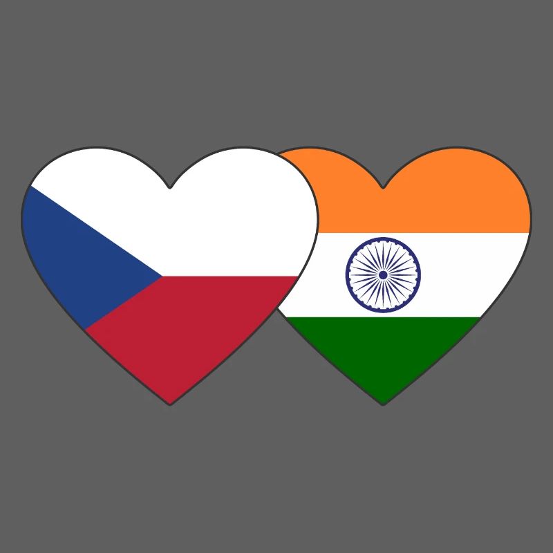 République tchèque Inde Drapeau Coeur