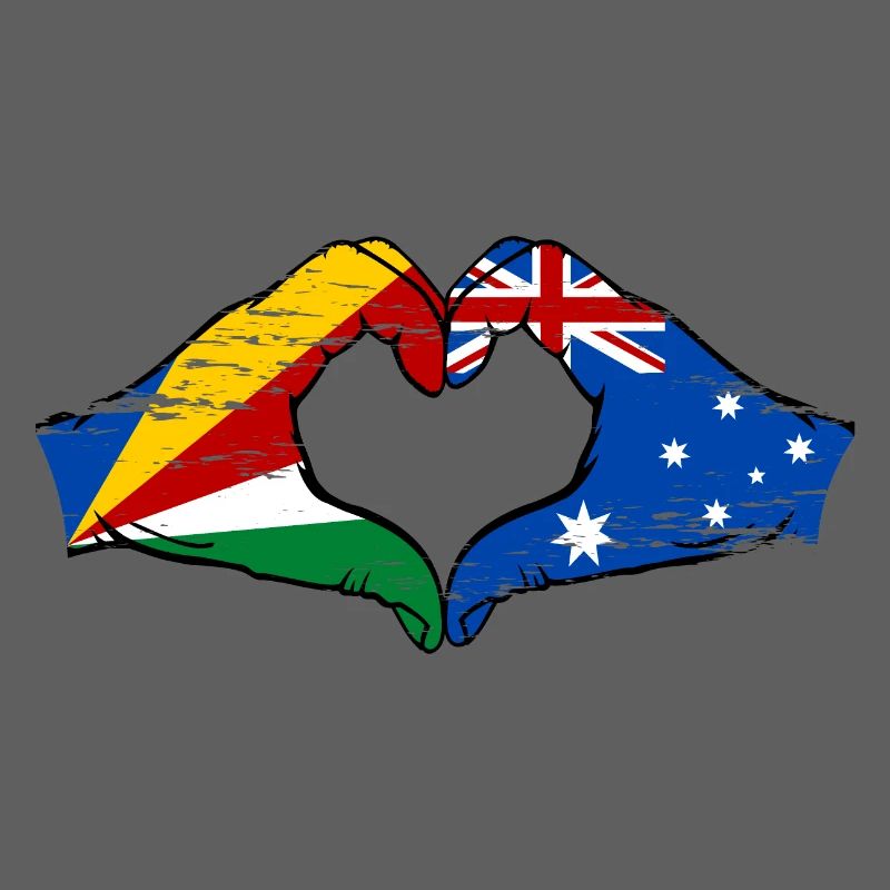 Seychelles Australie drapeau mains forme de coeur utilisé