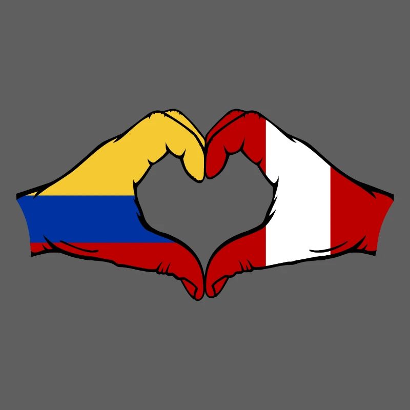 Colombie Pérou Drapeau Mains Coeur Forme